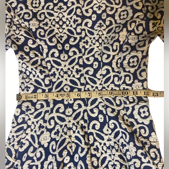 ZARA JACQUARD BLUE AND WHITE STRETCHY DRESS FIT AND FLARE SIZE XS - Picture 12 of 14